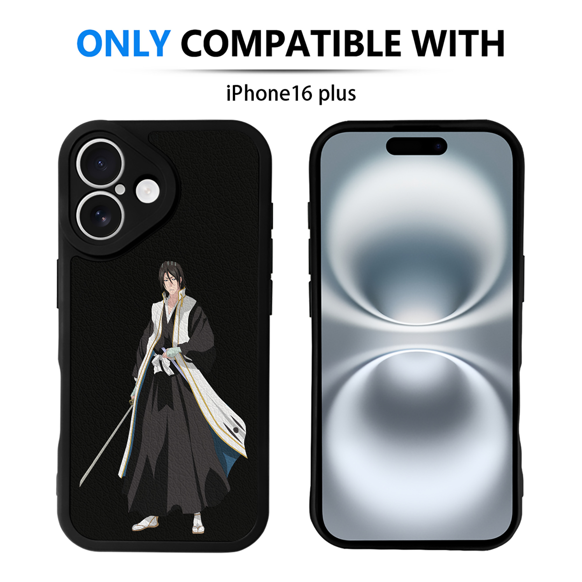 （画像用） ブリーチ くちき びゃくや BLEACH Kuchiki Byakuya 【iPhone 16シリーズ対応】シリコンスマホケース（レザー調） 材質：シリコン